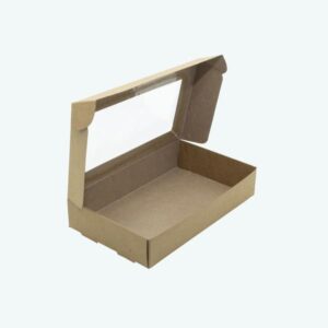 Tea Box with PLA Window. Size: 18 x 10.5 x 3.5cm (h). Fold Over Flat Pack.